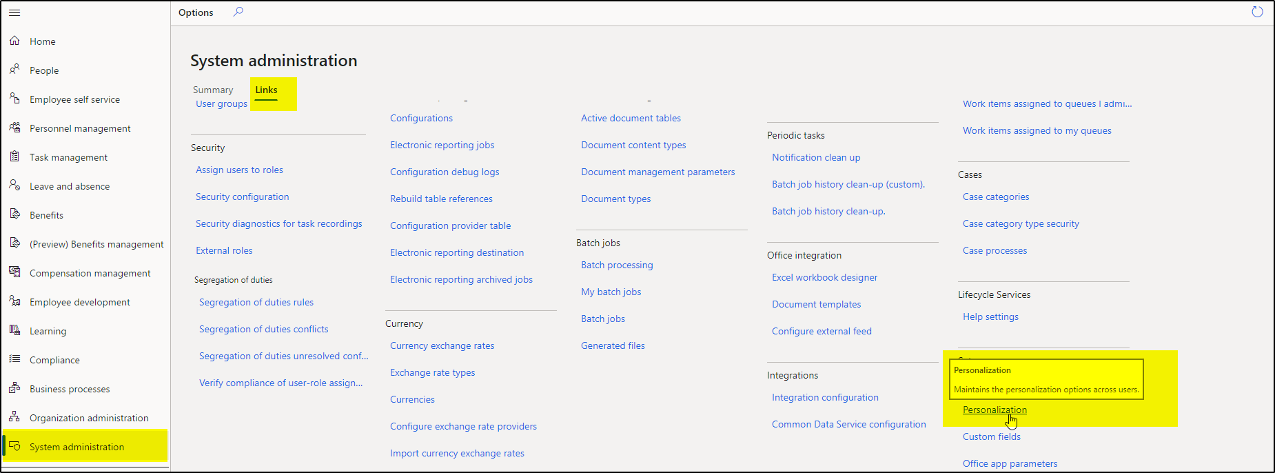 Personalize admin