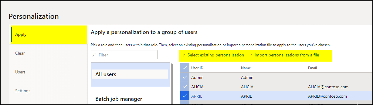 Import personalization