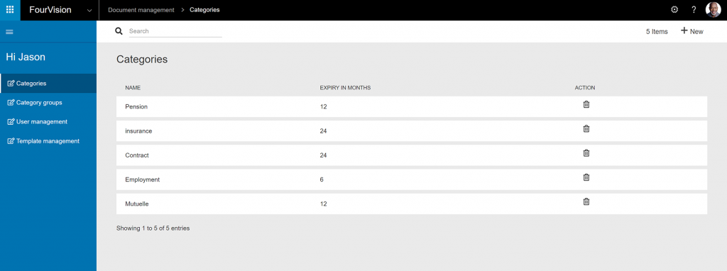 Document Management Web App Microsoft Dynamics 365 HR Categories FourVision