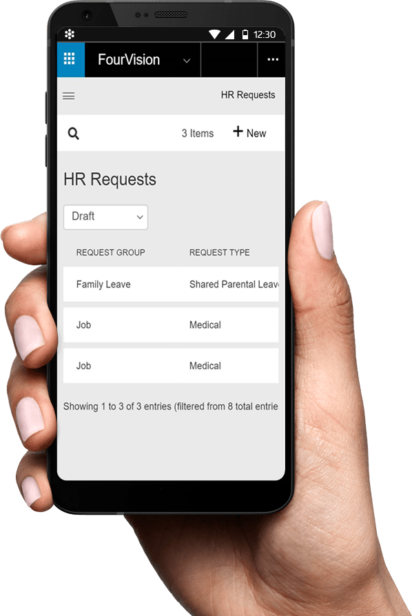 HR Request Web App Microsoft Dynamics 365 HR Mobile Leave Requests FourVision
