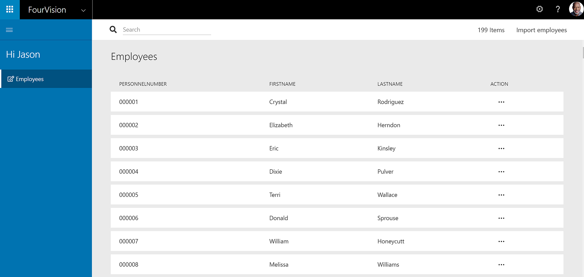 Payroll Interface Web App Microsoft Dynamics 365 HR Employees Invoicing FourVision