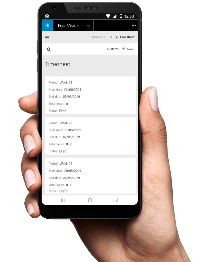Timesheet Registration Web App Microsoft Dynamics 365 HR Mobile App FourVision
