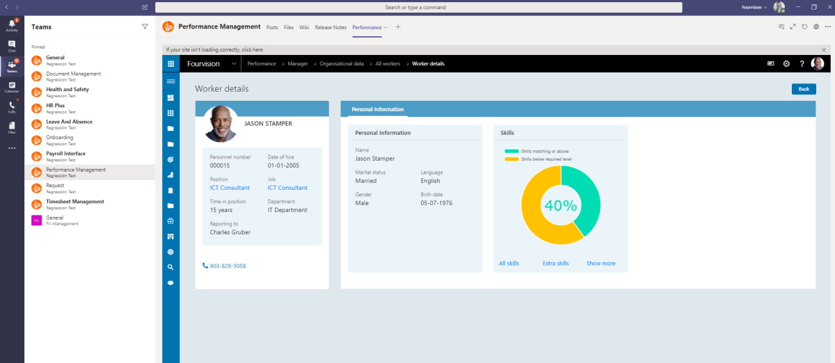 Teams performance integration