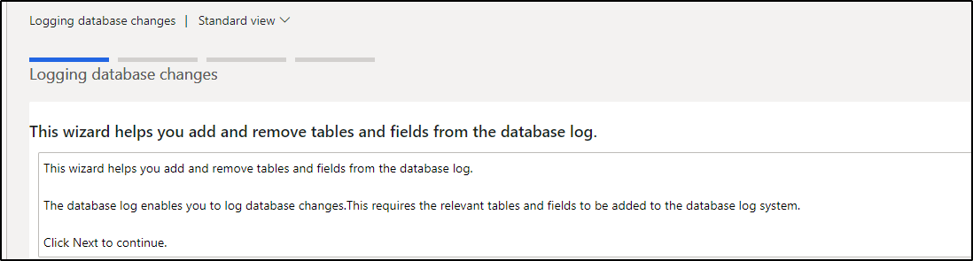 Database logging step 1