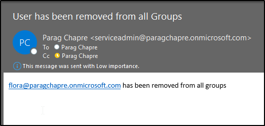 user has been removed from all groups Azure AD