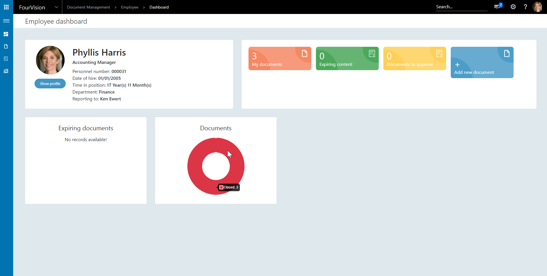 Document Management Employee Dashboard Dynamics 365 Web App