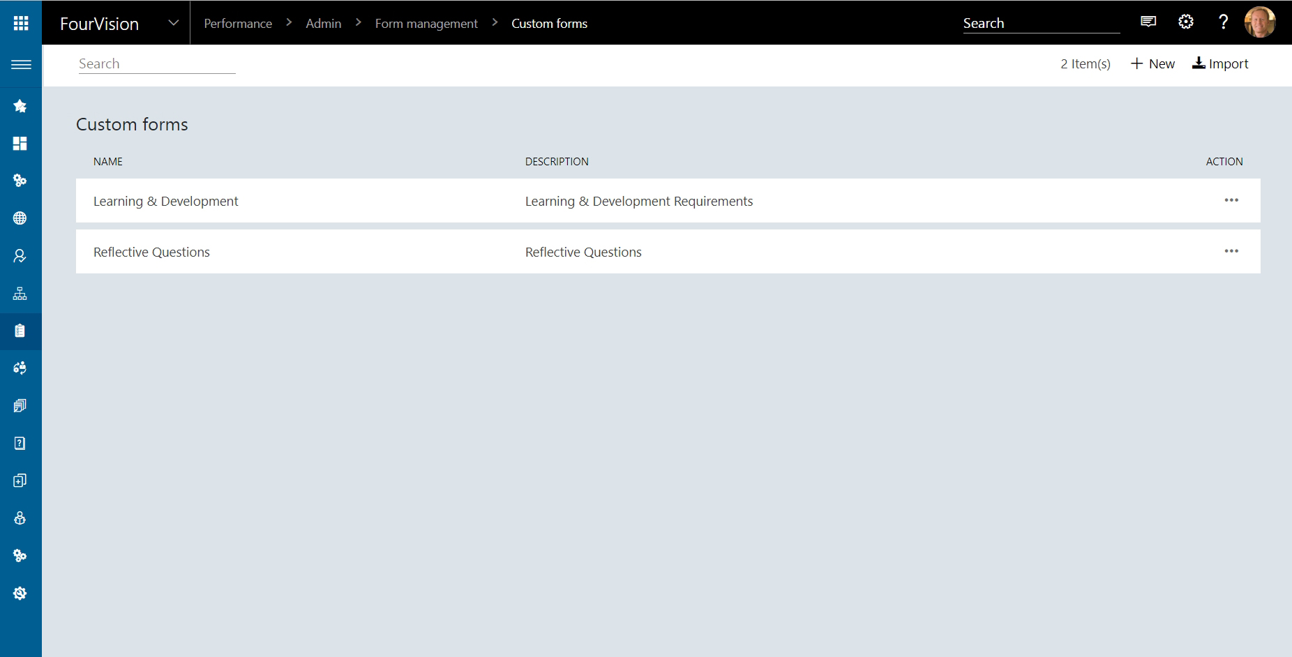 FourVision Performance Management Custom Forms grid for Dynamic