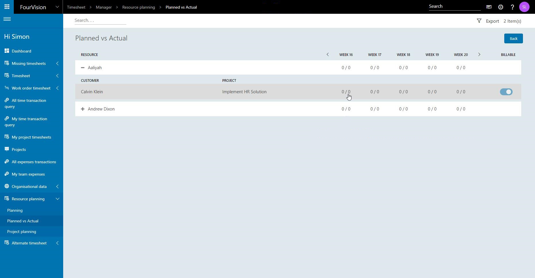 3-FourVision-Resource-Planning-VS-actual-overview-for-Dynamics-365